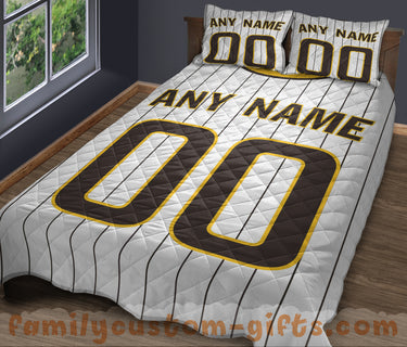 Custom Quilt Sets San Diego Jersey Personalized Baseball Premium Quilt Bedding for Men Women